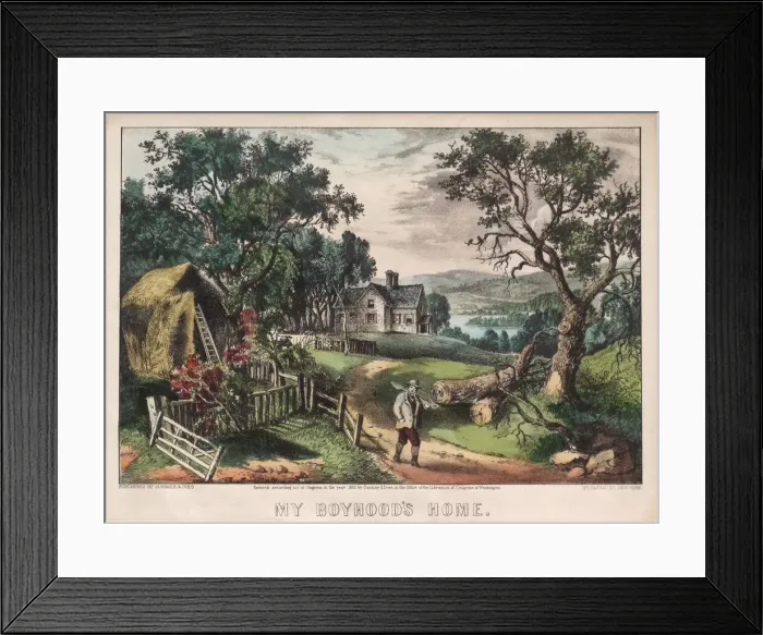 Framed Print : My Boyhoods Home, 1872. Creator: James Merritt Ives (American, 1824-1895) Framed Print : My Boyhoods Home, 1872. Creator: James Merritt Ives (American, 1824-1895)