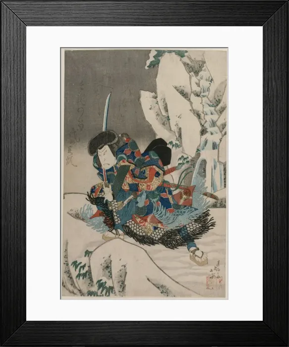 Framed Print : Nakamura Utaemon IV as a Warrior Standing in the Snow. Creator: Shumbaisai Hokuei (Japanese, 1837) Framed Print : Nakamura Utaemon IV as a Warrior Standing in the Snow. Creator: Shumbaisai Hokuei (Japanese, 1837)