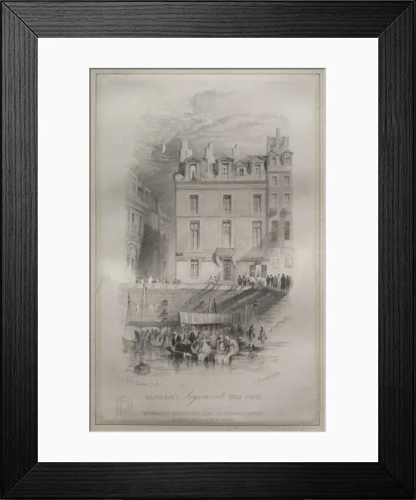 Framed Print : Napoleons Logement, Quai Conti, 1835. Creator: John Horsburgh (British, 1791-1869) Framed Print : Napoleons Logement, Quai Conti, 1835. Creator: John Horsburgh (British, 1791-1869)