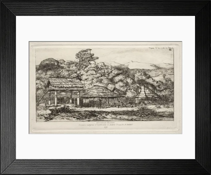 Framed Print : Native Barns and Huts at Akaroa, Banks Peninsula, 1845, 1865. Creator: Charles Meryon (French Framed Print : Native Barns and Huts at Akaroa, Banks Peninsula, 1845, 1865. Creator: Charles Meryon (French