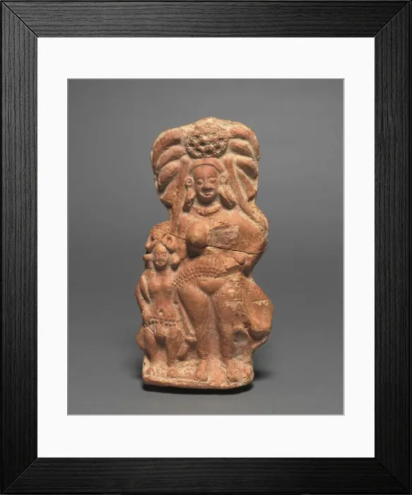 Framed Print : Nature Divinity (Yakshi) with Dwarf Hermaphrodite, c. 100 BC. Creator: Unknown Framed Print : Nature Divinity (Yakshi) with Dwarf Hermaphrodite, c. 100 BC. Creator: Unknown