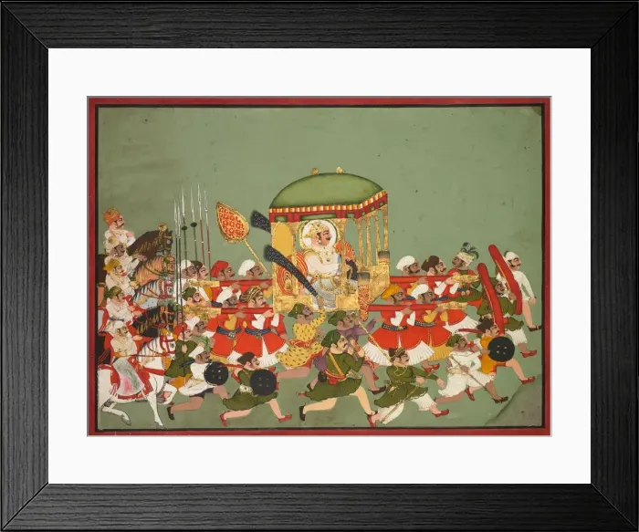 Framed Print : Maharao Chattar Sal (reigned 1758-64) of Kota in a Palanquin, c. 1760. Creator: Unknown Framed Print : Maharao Chattar Sal (reigned 1758-64) of Kota in a Palanquin, c. 1760. Creator: Unknown