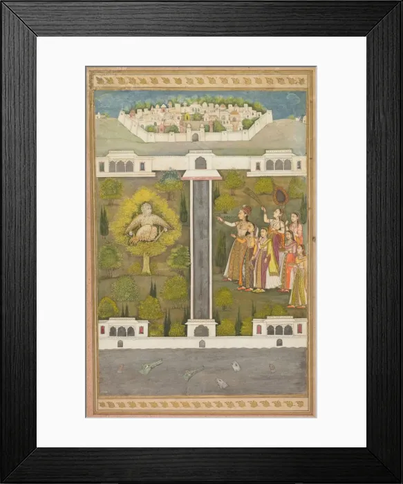 Framed Print : Mahliqa, Daughter of the Emperor of China, Pointing at the Bird-Man Khwaja Mubarak