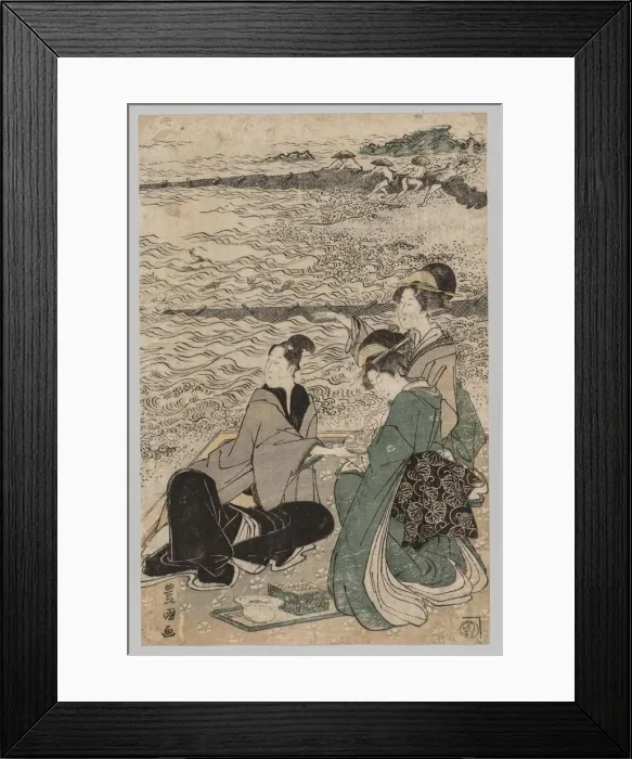 Framed Print : Man and Two Women at the Sea Shore, 1769-1825. Creator: Utagawa Toyokuni (Japanese, 1769-1825) Framed Print : Man and Two Women at the Sea Shore, 1769-1825. Creator: Utagawa Toyokuni (Japanese, 1769-1825)