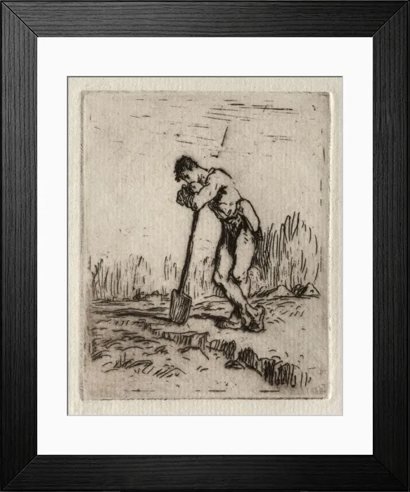 Framed Print : Man Leaning on a Spade. Creator: Jean-Francois Millet (French, 1814-1875) Framed Print : Man Leaning on a Spade. Creator: Jean-Francois Millet (French, 1814-1875)