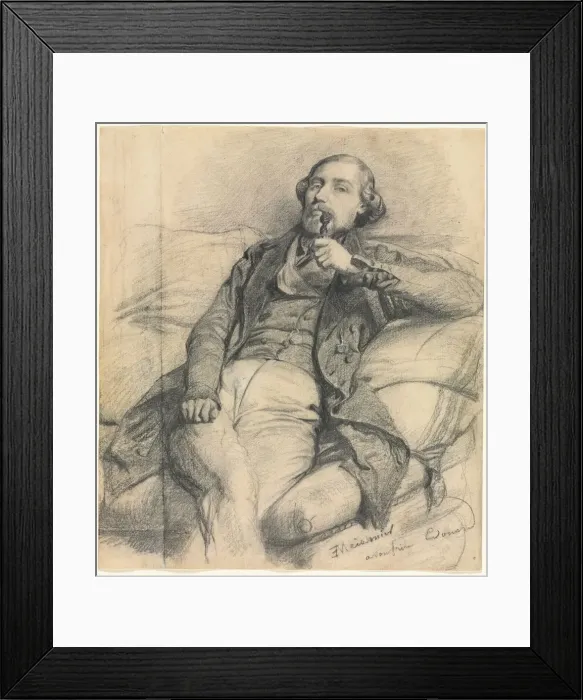 Framed Print : Man Smoking, 1800s. Creator: Ernest Meissonier (French, 1815-1891)