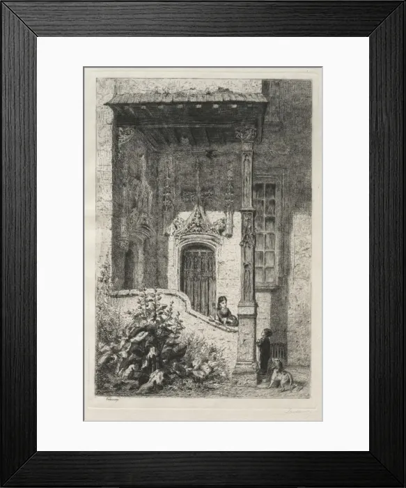 Framed Print : Maison dite de la Reine Blanche, Rue St. Hippolyte. Creator: Alfred Alexandre Delauney (French Framed Print : Maison dite de la Reine Blanche, Rue St. Hippolyte. Creator: Alfred Alexandre Delauney (French