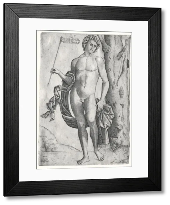 Framed Print : Man with an Arrow, c. 1515. Creator: Benedetto Montagna (Italian, c. 1481-1555 / 58) Framed Print : Man with an Arrow, c. 1515. Creator: Benedetto Montagna (Italian, c. 1481-1555 / 58)
