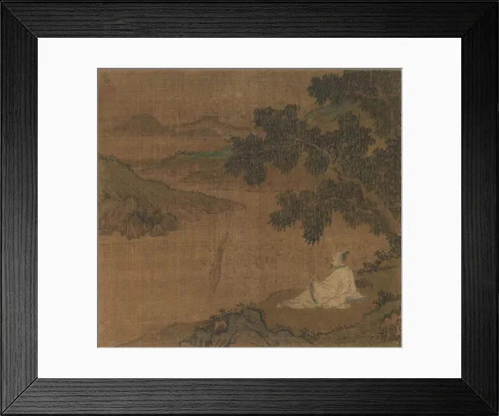 Framed Print : Man on a Hillside under a Tree Overlooking a River, Ming Dynasty(?). Creator: Unknown Framed Print : Man on a Hillside under a Tree Overlooking a River, Ming Dynasty(?). Creator: Unknown