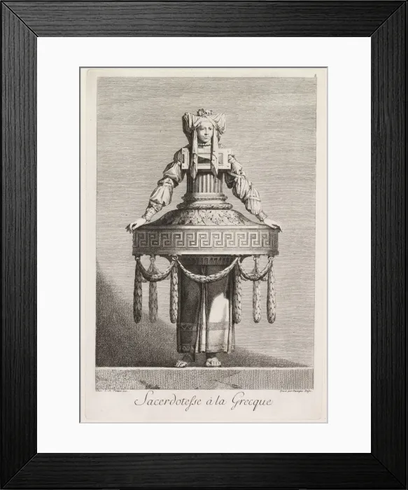 Framed Print : Mascarade a la Grecque: Sacerdotesse a la Grecque (Plate 8), 1771. Creator Framed Print : Mascarade a la Grecque: Sacerdotesse a la Grecque (Plate 8), 1771. Creator