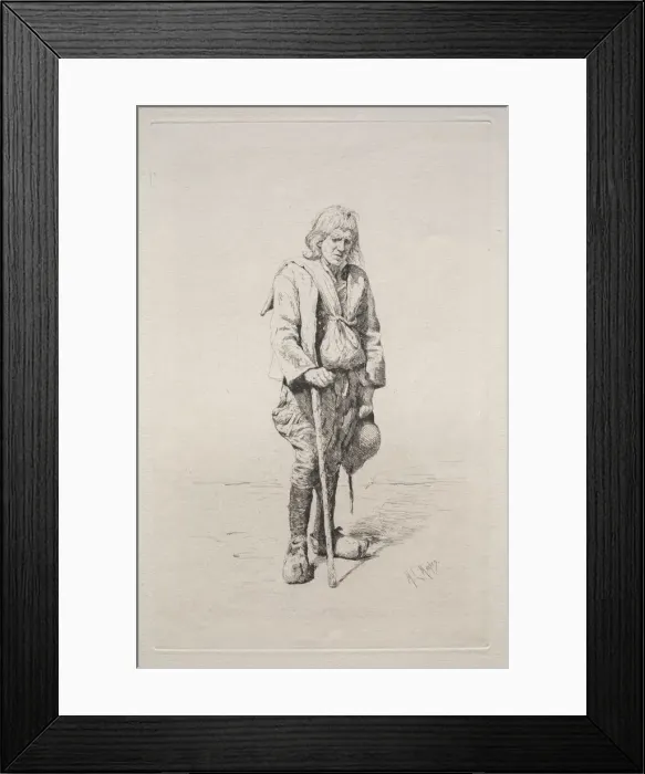 Framed Print : Man with Walking Stick. Creator: Mortimer Menpes (British, 1860-1938) Framed Print : Man with Walking Stick. Creator: Mortimer Menpes (British, 1860-1938)