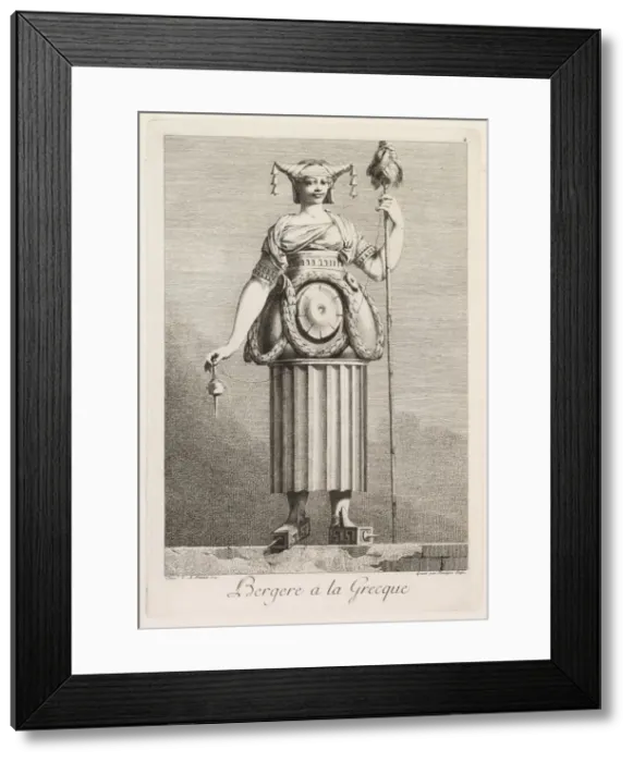 Framed Print : Mascarade a la Grecque: Bergere a la Grecque (Plate 4), 1771. Creator Framed Print : Mascarade a la Grecque: Bergere a la Grecque (Plate 4), 1771. Creator