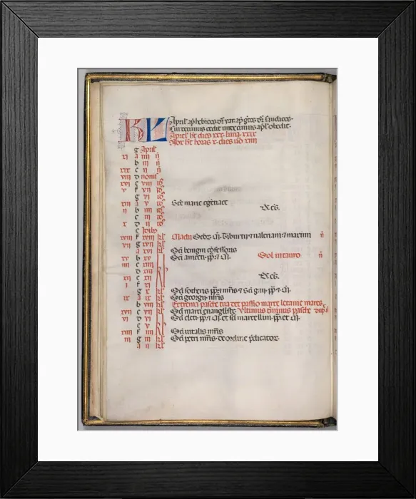 Framed Print : Missale: Fol. 4v: April Calendar Page, 1469. Creator: Bartolommeo Caporali (Italian, c