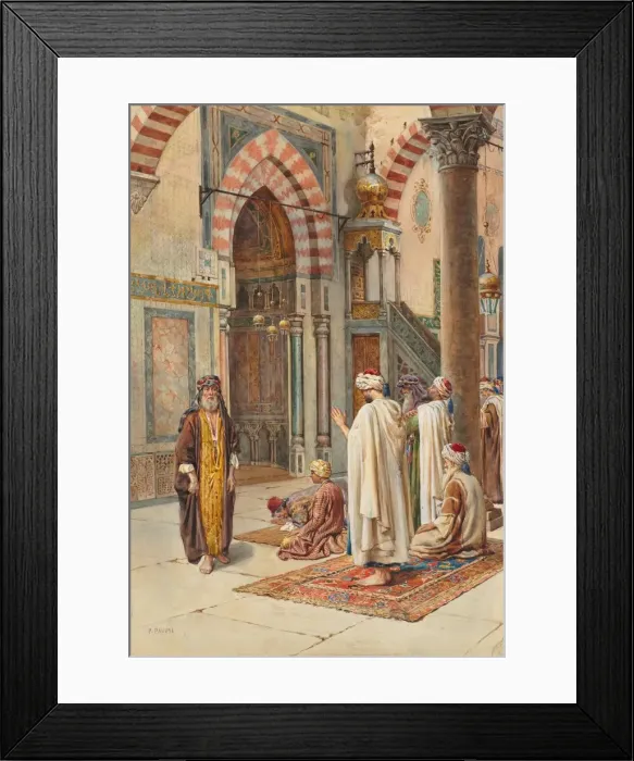 Framed Print : Moslems at Prayer, late 1800s-early 1900s. Creator: P. Pavesi (Italian) Framed Print : Moslems at Prayer, late 1800s-early 1900s. Creator: P. Pavesi (Italian)