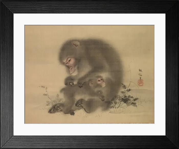 Framed Print : Monkeys, late 18th-early 19th century. Creator: Mori Sosen (Japanese, 1747-1821)