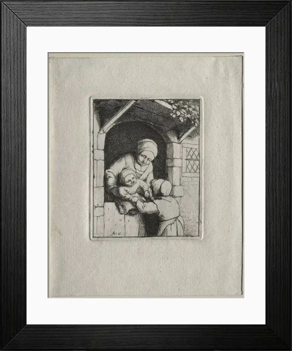 Framed Print : Mother and Two Children. Creator: Adriaen van Ostade (Dutch, 1610-1684) Framed Print : Mother and Two Children. Creator: Adriaen van Ostade (Dutch, 1610-1684)