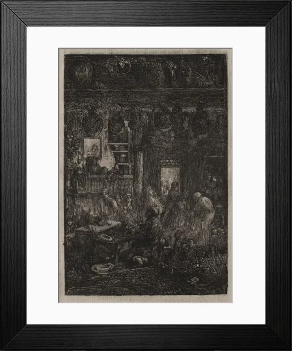 Framed Print : Moldavian Interior, 1865. Creator: Rodolphe Bresdin (French, 1822-1885) Framed Print : Moldavian Interior, 1865. Creator: Rodolphe Bresdin (French, 1822-1885)