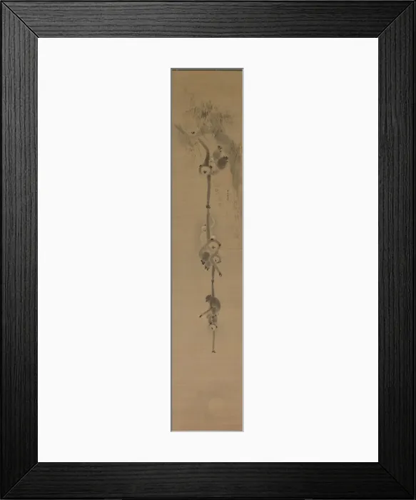 Framed Print : Monkeys Reaching for the Moon, 17th century. Creator: Kan? Tan y? (Japanese, 1602-1674) Framed Print : Monkeys Reaching for the Moon, 17th century. Creator: Kan? Tan y? (Japanese, 1602-1674)