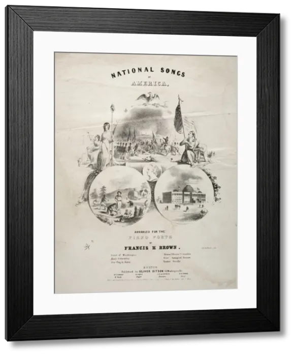 Framed Print : National Songs of America - Sheet Music Cover. Creator: Winslow Homer (American, 1836-1910) Framed Print : National Songs of America - Sheet Music Cover. Creator: Winslow Homer (American, 1836-1910)