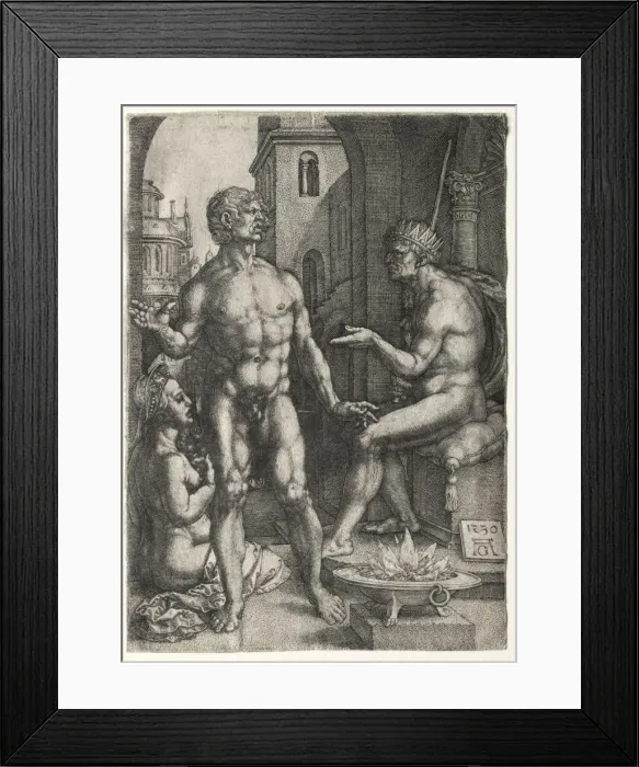 Framed Print : Mucius Saevola, 1530. Creator: Heinrich Aldegrever (German, 1502-1555 / 61) Framed Print : Mucius Saevola, 1530. Creator: Heinrich Aldegrever (German, 1502-1555 / 61)