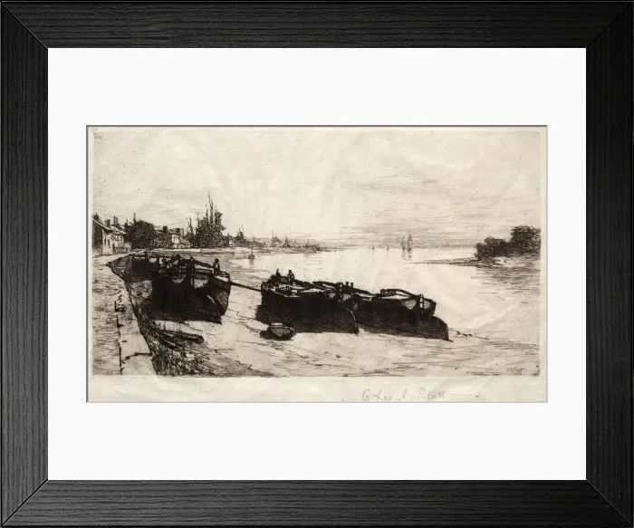 Framed Print : Mud Boats on the Thames, 1883. Creator: Charles Adams Platt (American, 1861-1933) Framed Print : Mud Boats on the Thames, 1883. Creator: Charles Adams Platt (American, 1861-1933)