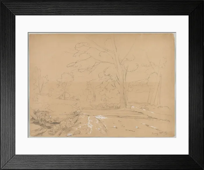 Framed Print : Landscape with Man Fishing, Conway, New Hampshire, 1851. Creator: David Johnson (American Framed Print : Landscape with Man Fishing, Conway, New Hampshire, 1851. Creator: David Johnson (American