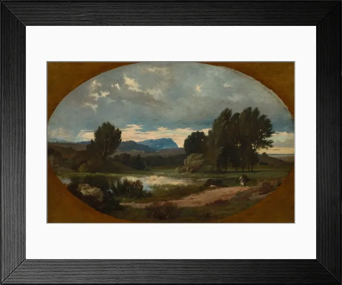 Framed Print : Landscape with Rider on White Horse, 1846. Creator: Jean Achille Benouville (French, 1815-1891) Framed Print : Landscape with Rider on White Horse, 1846. Creator: Jean Achille Benouville (French, 1815-1891)