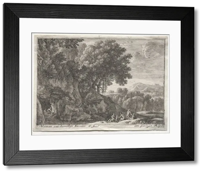 Framed Print : Landscape with Satyrs. Creator: Herman van Swanevelt (Dutch, c. 1600-1655) Framed Print : Landscape with Satyrs. Creator: Herman van Swanevelt (Dutch, c. 1600-1655)