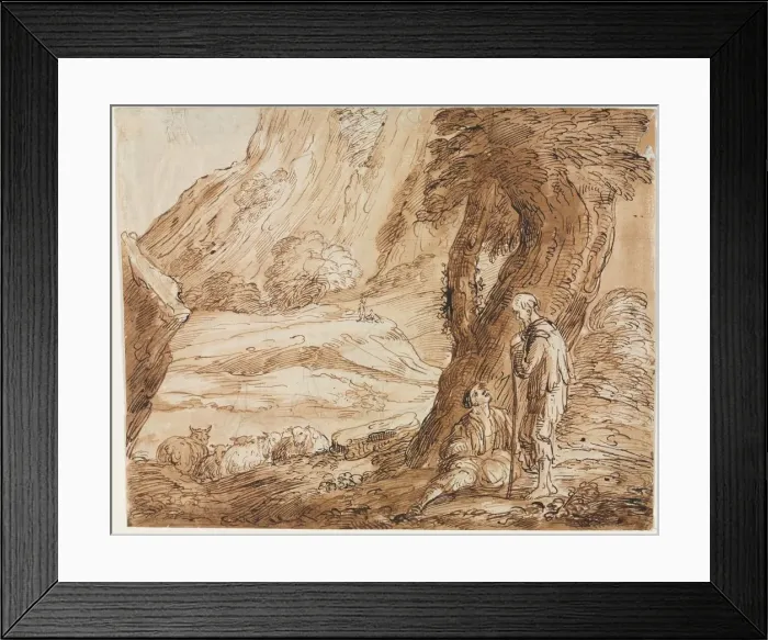 Framed Print : Landscape with Sheep and Two Shepherds, first half 19th century?. Creator: Thomas Barker (British Framed Print : Landscape with Sheep and Two Shepherds, first half 19th century?. Creator: Thomas Barker (British