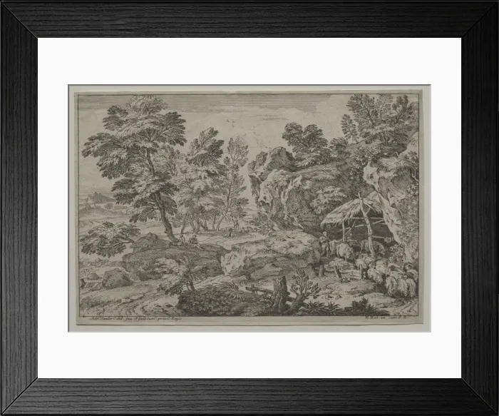 Framed Print : Landscape with Shepherds and two Flocks, second half 1600s. Creator: Adrian van der Cabel (Dutch Framed Print : Landscape with Shepherds and two Flocks, second half 1600s. Creator: Adrian van der Cabel (Dutch