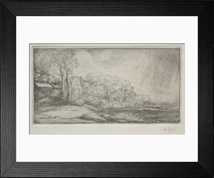Framed Print : Landscape with Two Trees (Paysage aux deux Arbres). Creator: Alphonse Legros (French, 1837-1911) Framed Print : Landscape with Two Trees (Paysage aux deux Arbres). Creator: Alphonse Legros (French, 1837-1911)