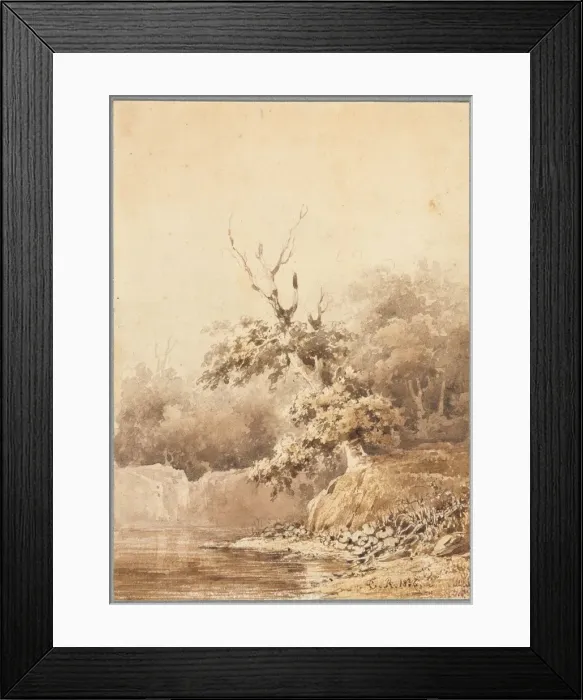 Framed Print : Landscape, 1836. Creator: Theodore Rousseau (French, 1812-1867) Framed Print : Landscape, 1836. Creator: Theodore Rousseau (French, 1812-1867)