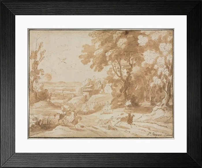 Framed Print : Landscape with Horsemen, 1600s. Creator: Unknown Framed Print : Landscape with Horsemen, 1600s. Creator: Unknown