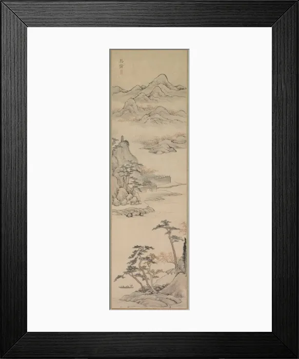 Framed Print : Landscape with Boaters, late 18th-early 19th century. Creator: Kenkado Kimura (Japanese