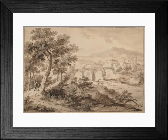 Framed Print : Landscape with Bridge, 1700-1729. Creator: Marco Ricci (Italian, 1676-1729) Framed Print : Landscape with Bridge, 1700-1729. Creator: Marco Ricci (Italian, 1676-1729)