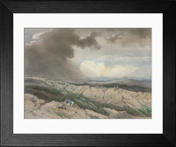 Framed Print : Landscape with Shepherds, c. 1869. Creator: Jules Joseph Augustin Laurens (French, 1825-1901) Framed Print : Landscape with Shepherds, c. 1869. Creator: Jules Joseph Augustin Laurens (French, 1825-1901)