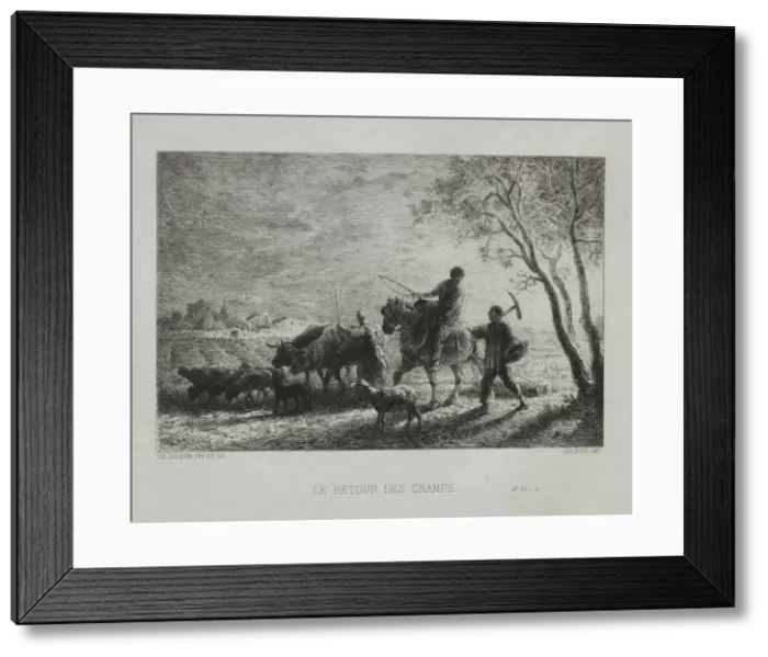 Framed Print : Returning from the Fields. Creator: Charles-Emile Jacque (French, 1813-1894) Framed Print : Returning from the Fields. Creator: Charles-Emile Jacque (French, 1813-1894)
