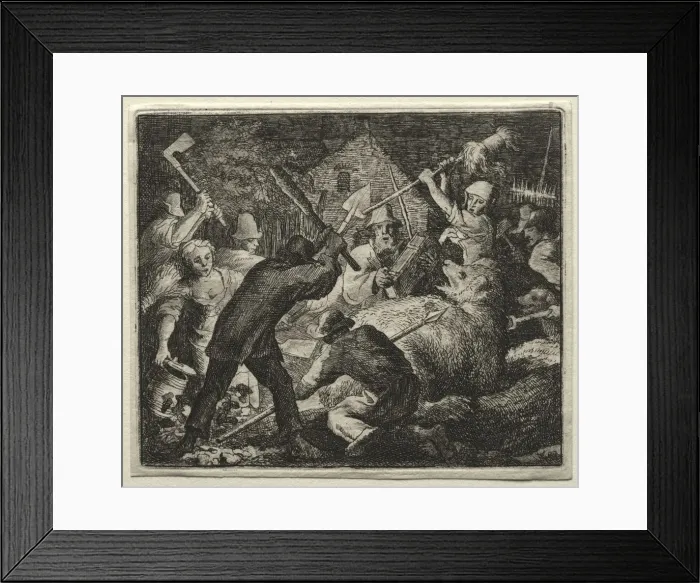 Framed Print : Reynard the Fox: Peasants Attack the Bear. Creator: Allart van Everdingen (Dutch, 1621-1675) Framed Print : Reynard the Fox: Peasants Attack the Bear. Creator: Allart van Everdingen (Dutch, 1621-1675)