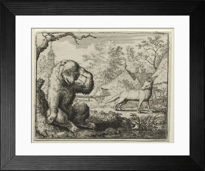 Framed Print : Reynard the Fox: Reynard Chides the Injured Bear. Creator: Allart van Everdingen (Dutch Framed Print : Reynard the Fox: Reynard Chides the Injured Bear. Creator: Allart van Everdingen (Dutch