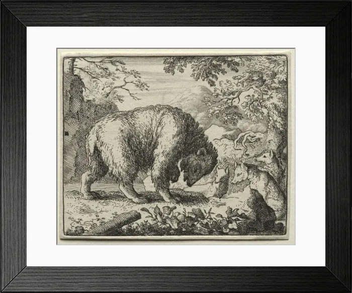 Framed Print : Reynard the Fox: Reynard Promises Honey to the Bear. Creator: Allart van Everdingen (Dutch Framed Print : Reynard the Fox: Reynard Promises Honey to the Bear. Creator: Allart van Everdingen (Dutch