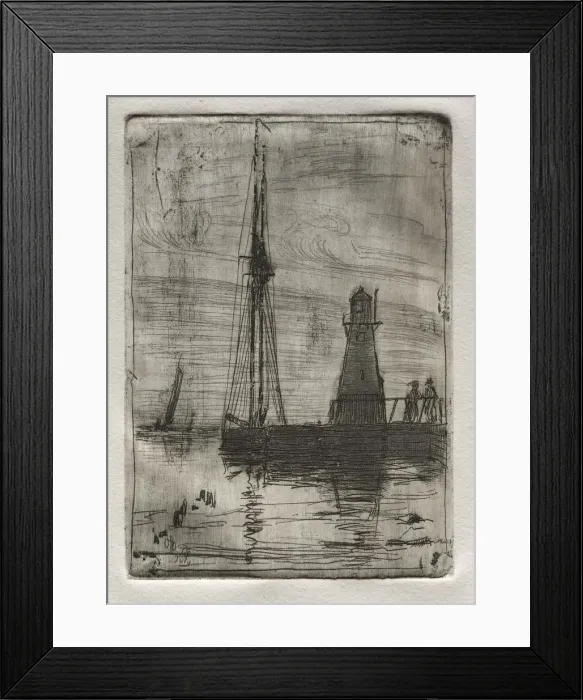 Framed Print : River Pier, 1878. Creator: Otto H. Bacher (American, 1856-1909) Framed Print : River Pier, 1878. Creator: Otto H. Bacher (American, 1856-1909)