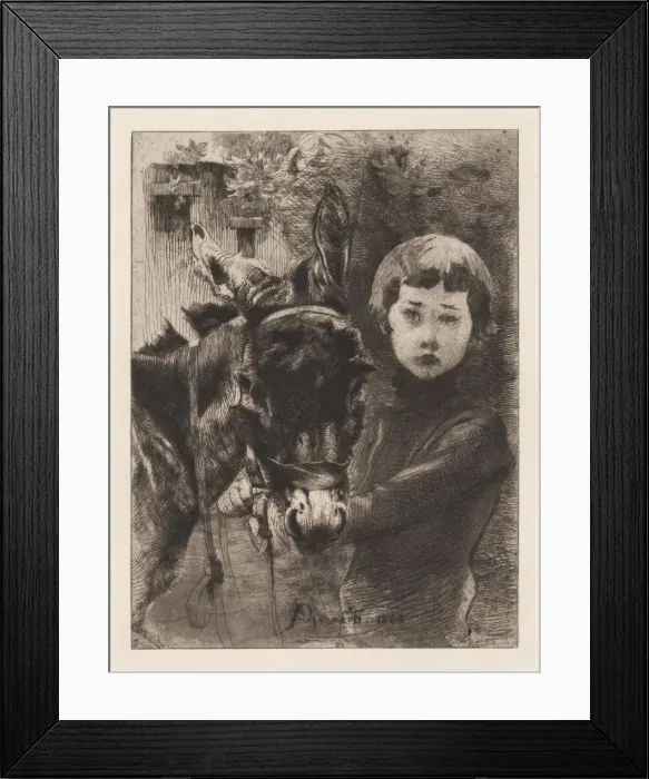 Framed Print : Robert Besnard and His Donkey (Robert Besnard et son ane), 1888. Creator: Albert Besnard Framed Print : Robert Besnard and His Donkey (Robert Besnard et son ane), 1888. Creator: Albert Besnard