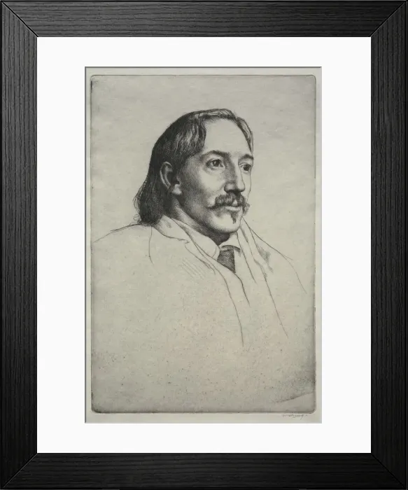 Framed Print : Robert Louis Balfour Stevenson, 1893. Creator: William Strang (British, 1859-1921) Framed Print : Robert Louis Balfour Stevenson, 1893. Creator: William Strang (British, 1859-1921)