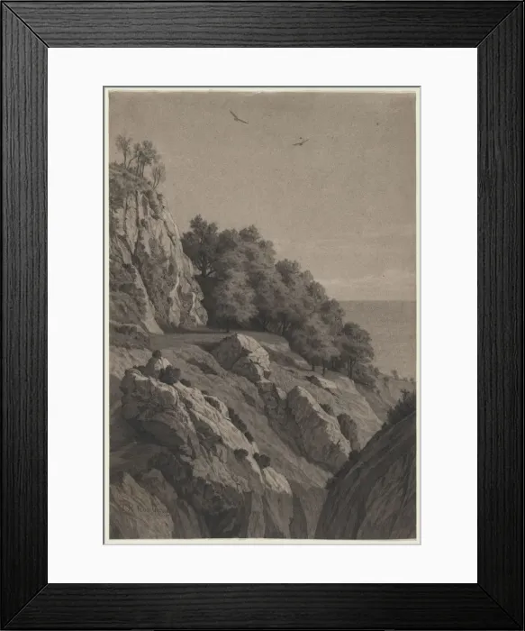 Framed Print : Rocky Cliff on a Coast, c. 1850-1860. Creator: Anonymous Framed Print : Rocky Cliff on a Coast, c. 1850-1860. Creator: Anonymous