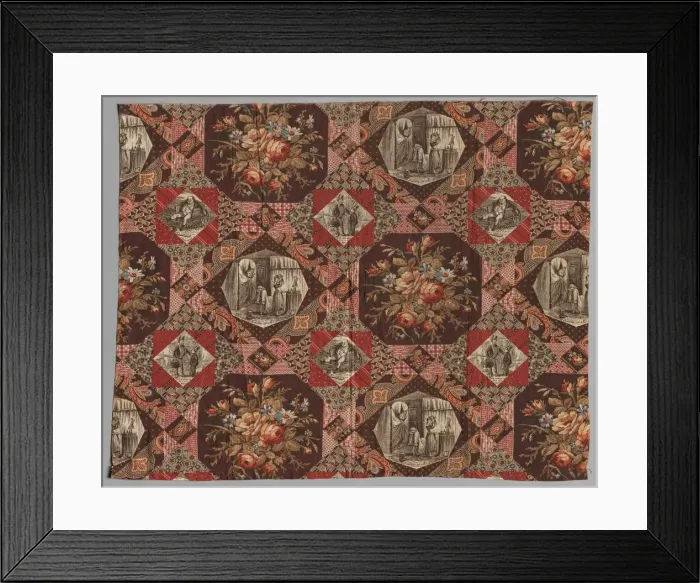 Framed Print : Roller Printed Cotton Textile, 19th century. Creator: Unknown Framed Print : Roller Printed Cotton Textile, 19th century. Creator: Unknown