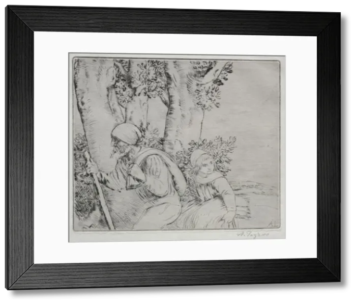 Framed Print : Return from the Field (Le Retour des Champs-2nd Plate). Creator: Alphonse Legros (French Framed Print : Return from the Field (Le Retour des Champs-2nd Plate). Creator: Alphonse Legros (French