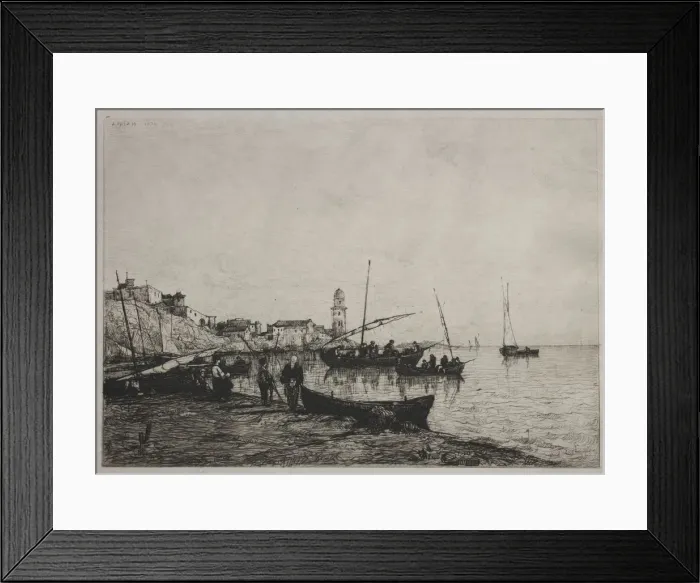 Framed Print : Return of the Fishing Boats at Collioure, near the Spanish Border, 1878. Creator: Adolphe Appian Framed Print : Return of the Fishing Boats at Collioure, near the Spanish Border, 1878. Creator: Adolphe Appian