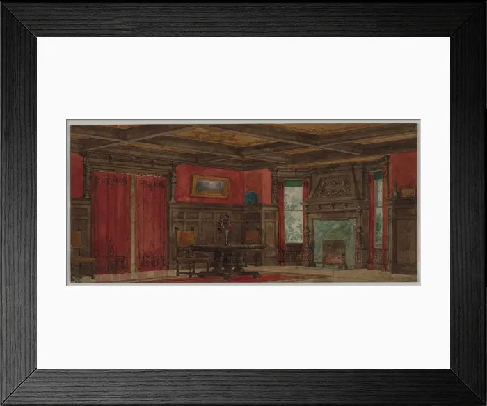 Framed Print : Rendering for Interior Design, about 1880- 1900. Creator: August Frederick Biehle (American