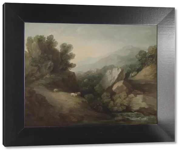 Rocky, Wooded Landscape with a Dell and Weir, c. 1782-1783. Creator: Thomas Gainsborough (British