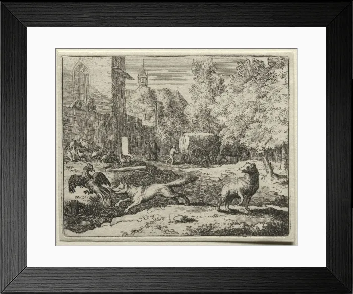 Framed Print : Reynard the Fox: Reynard Chasing Hens. Creator: Allart van Everdingen (Dutch, 1621-1675) Framed Print : Reynard the Fox: Reynard Chasing Hens. Creator: Allart van Everdingen (Dutch, 1621-1675)